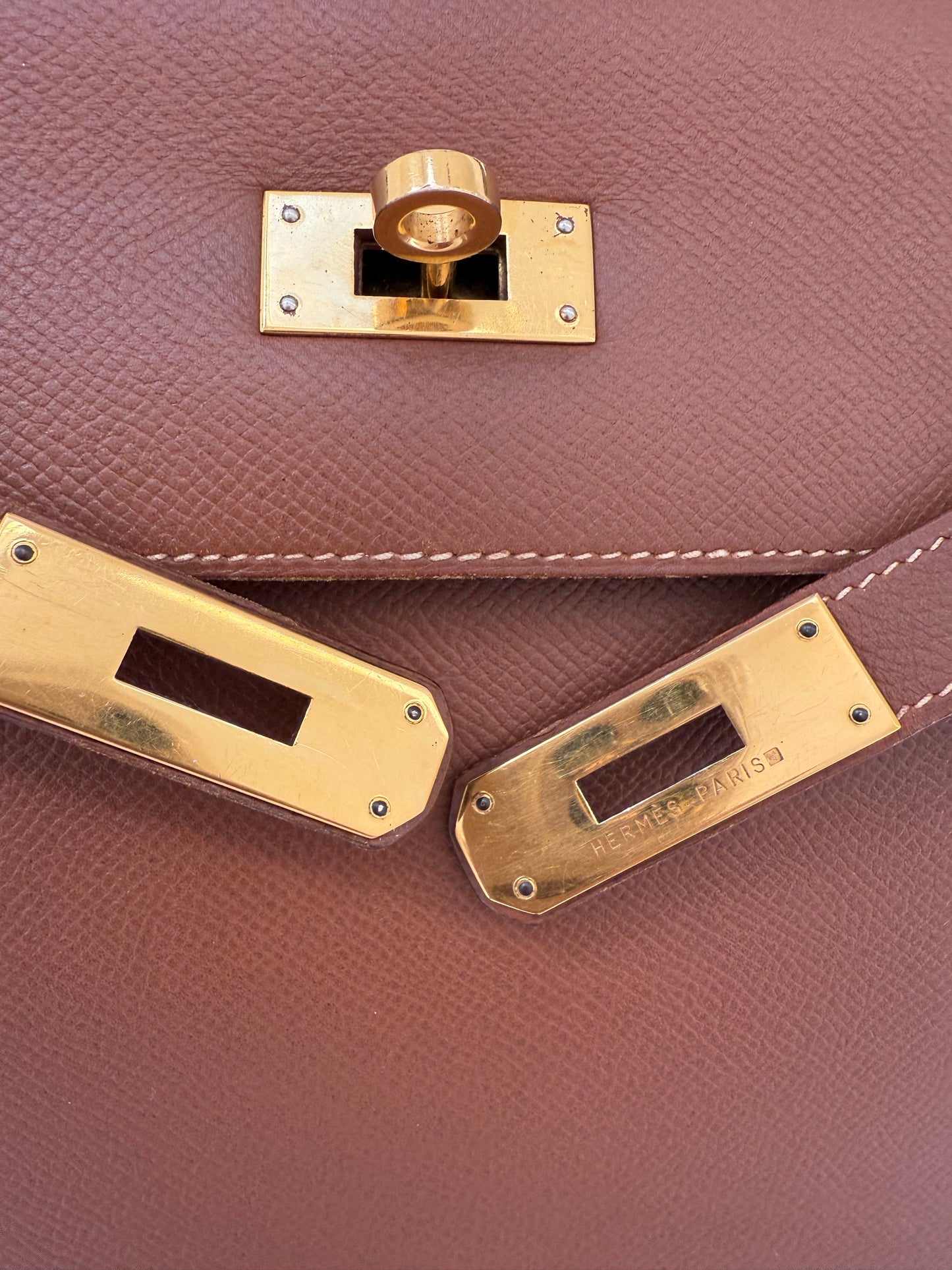 RARE HERMES Kelly 32 Gold on Gold Handbag