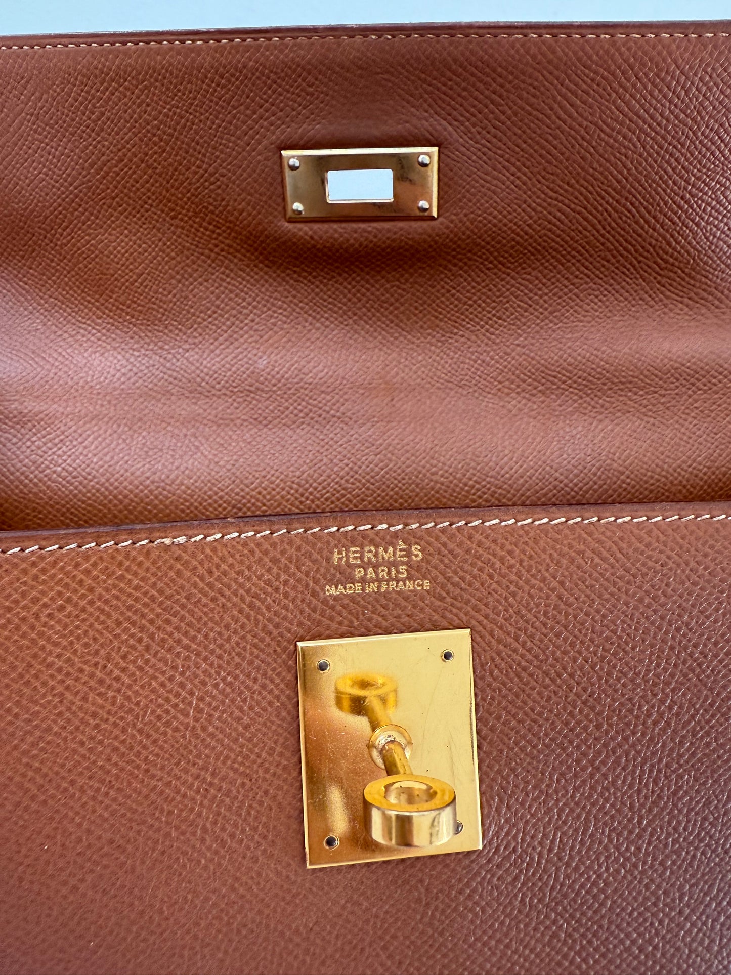 RARE HERMES Kelly 32 Gold on Gold Handbag