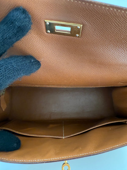 RARE HERMES Kelly 32 Gold on Gold Handbag