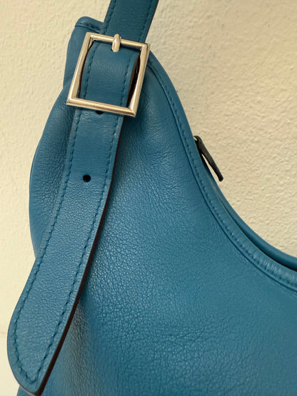 Hermès Massai Royal Blue Jean Clemence PM Hobo Bag Palladium Bag