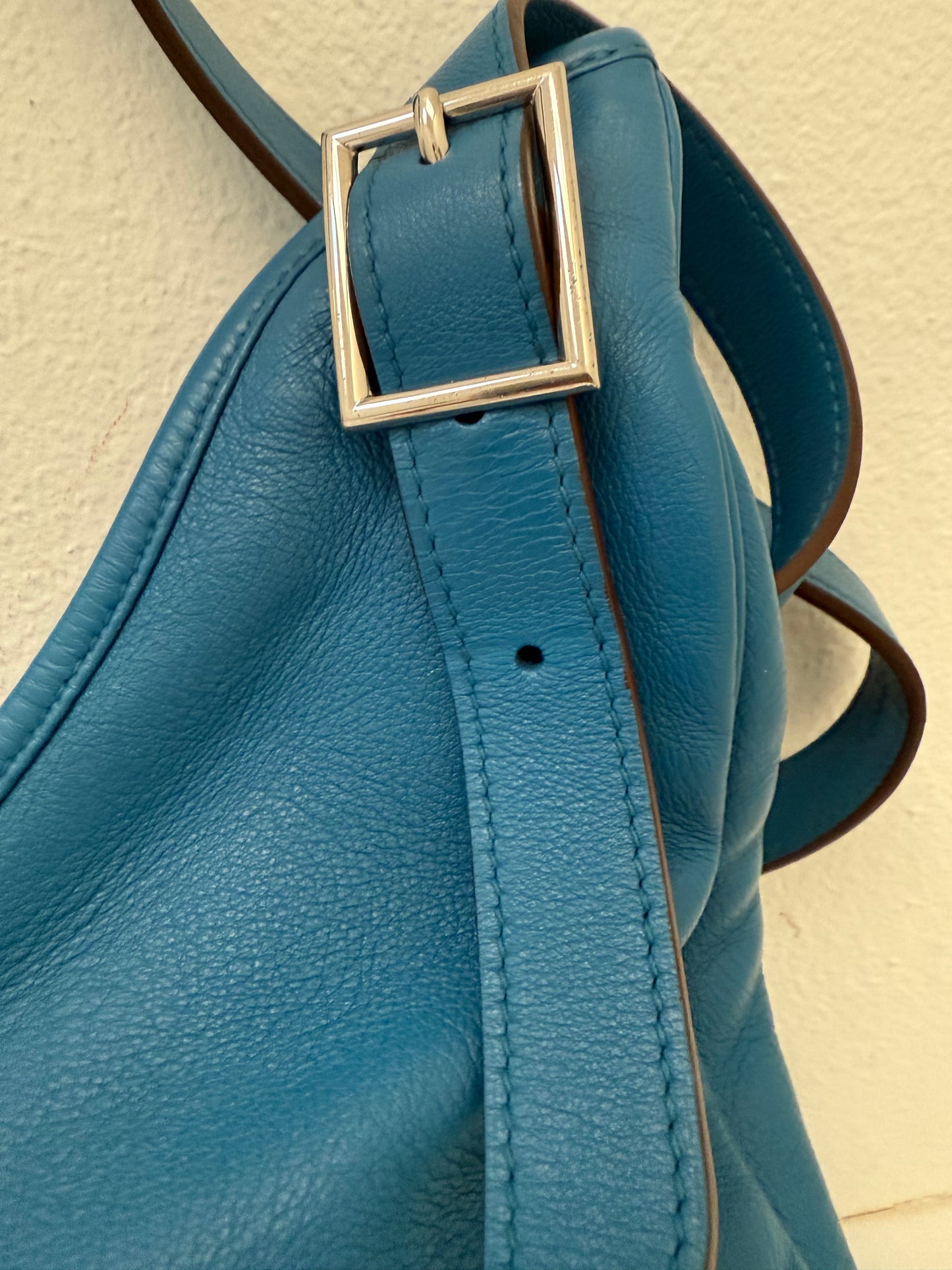 Hermès Massai Royal Blue Jean Clemence PM Hobo Bag Palladium Bag