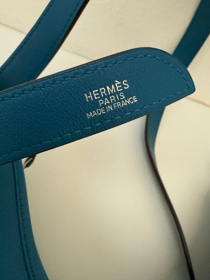 Hermès Massai Royal Blue Jean Clemence PM Hobo Bag Palladium Bag