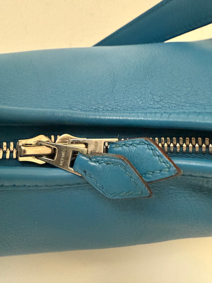 Hermès Massai Royal Blue Jean Clemence PM Hobo Bag Palladium Bag