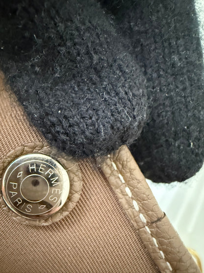 Hermes Garden Party 36 PM Toile Etoupe Leather Palladium Tote Bag