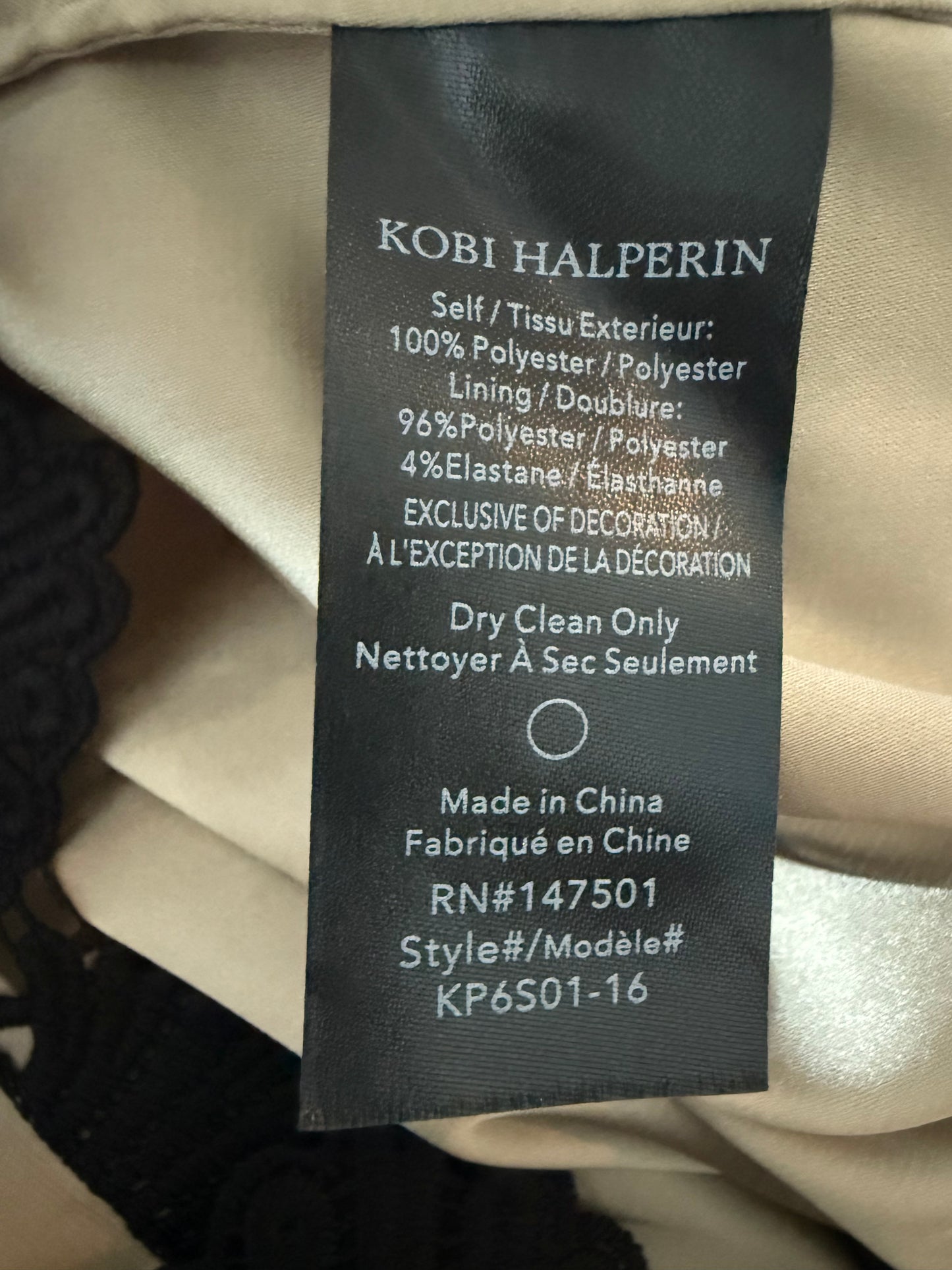 New Kobi Halperin Black with Gold Studded Scalloped Skirt Sz 6