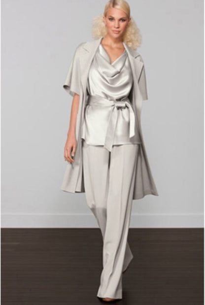 NWT $495 St. John Collection Grey Gray Diana Stretch Wool Dress Pants 2