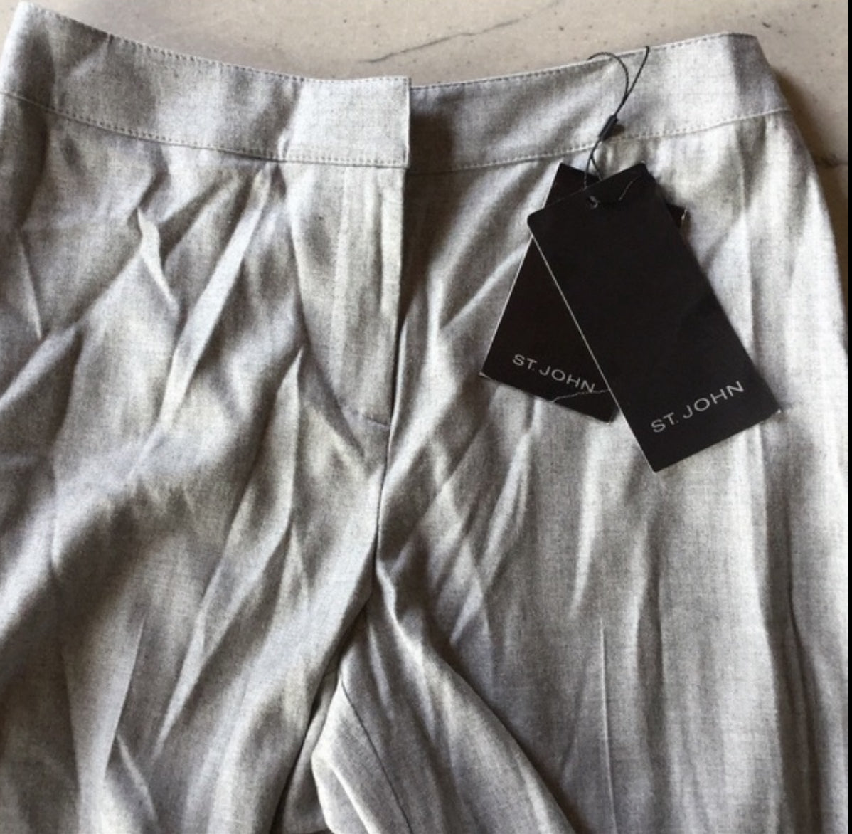 NWT $495 St. John Collection Grey Gray Diana Stretch Wool Dress Pants 2
