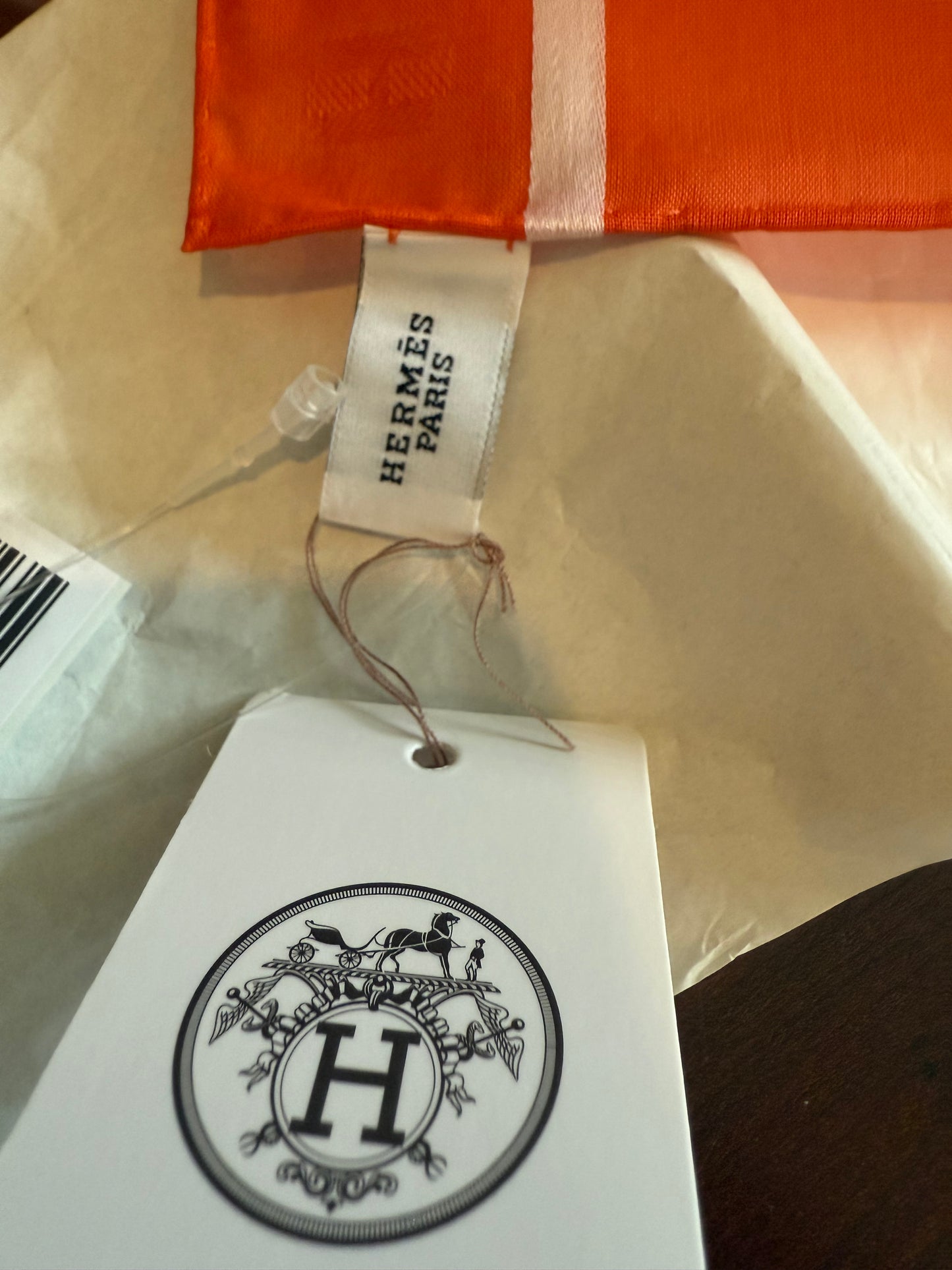 NEW NWT Hermes H Mark Orange Cotton Handkerchief Scarf