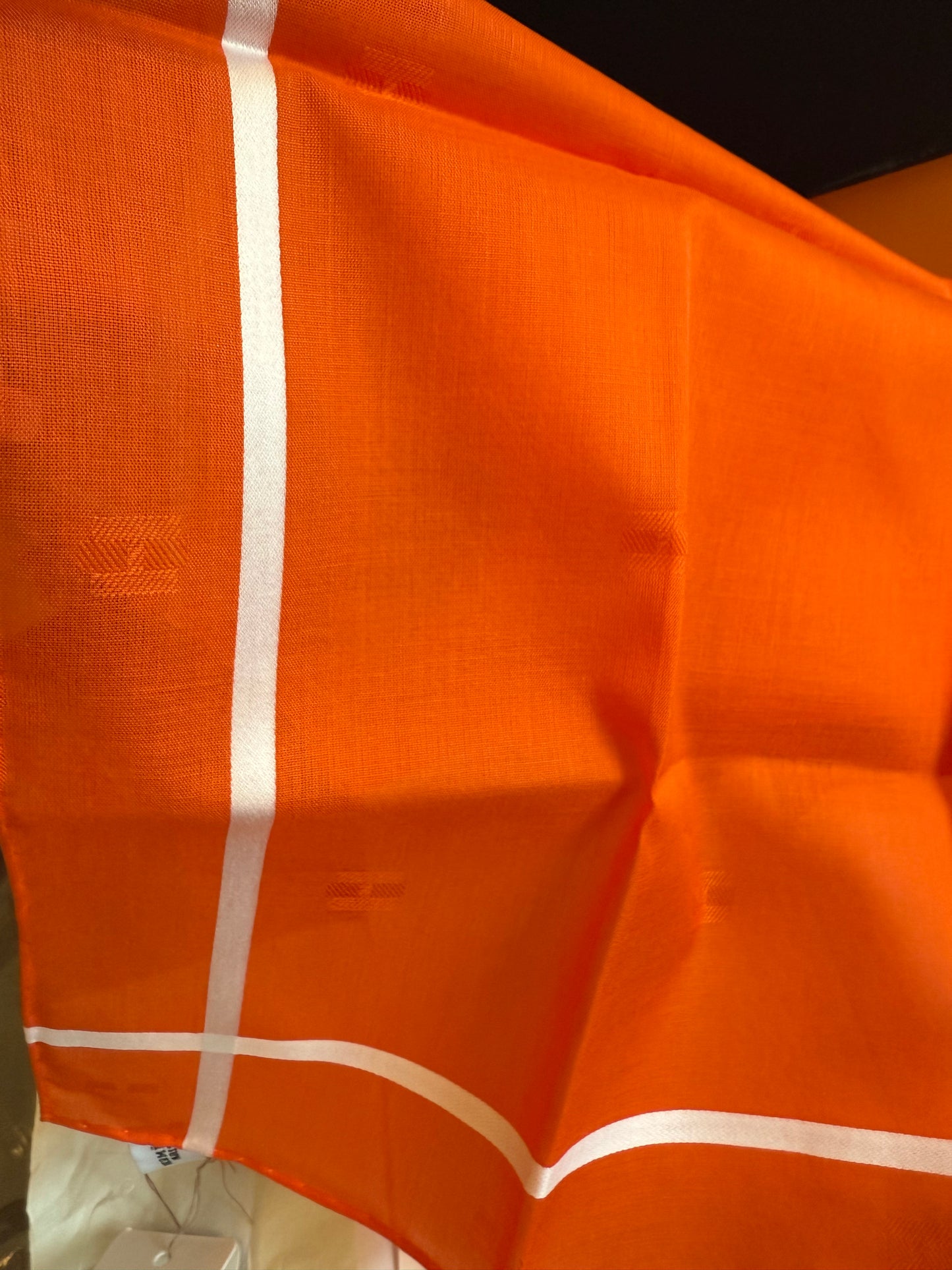NEW NWT Hermes H Mark Orange Cotton Handkerchief Scarf