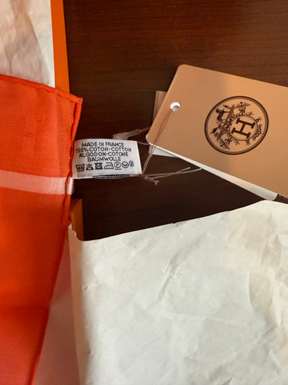 NEW NWT Hermes H Mark Orange Cotton Handkerchief Scarf