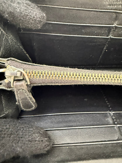 Authentic BOTTEGA VENETA Black Intrecciato Zip Around Long Continental Wallet