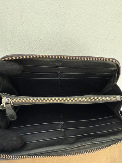 Authentic BOTTEGA VENETA Black Intrecciato Zip Around Long Continental Wallet