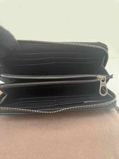 BOTTEGA VENETA Anthracite Black Weave Intrecciato Zip Long Continental Wallet