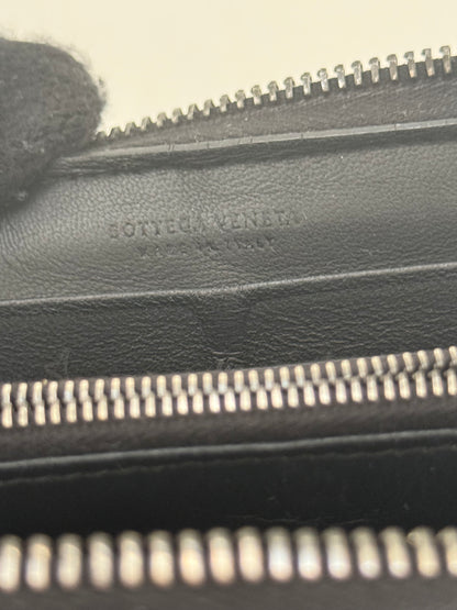BOTTEGA VENETA Anthracite Black Weave Intrecciato Zip Long Continental Wallet