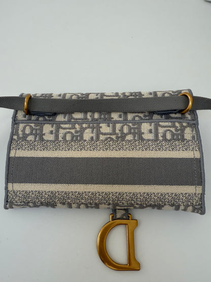 Grey CHRISTIAN DIOR  Oblique Slim Saddle Pouch Belt Shoulder Crossbody Bag