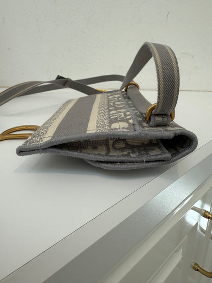 Grey CHRISTIAN DIOR  Oblique Slim Saddle Pouch Belt Shoulder Crossbody Bag