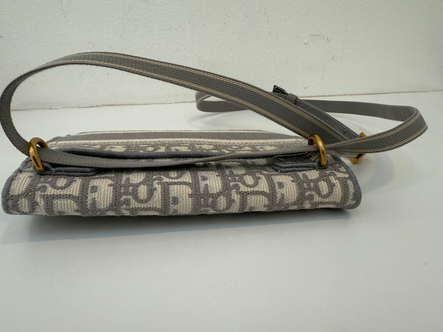 Grey CHRISTIAN DIOR  Oblique Slim Saddle Pouch Belt Shoulder Crossbody Bag