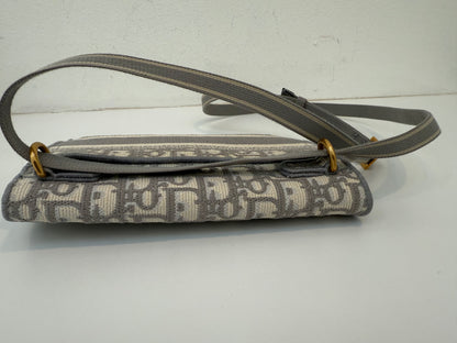 Grey CHRISTIAN DIOR  Oblique Slim Saddle Pouch Belt Shoulder Crossbody Bag