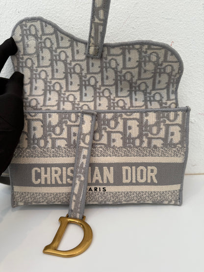 Grey CHRISTIAN DIOR  Oblique Slim Saddle Pouch Belt Shoulder Crossbody Bag