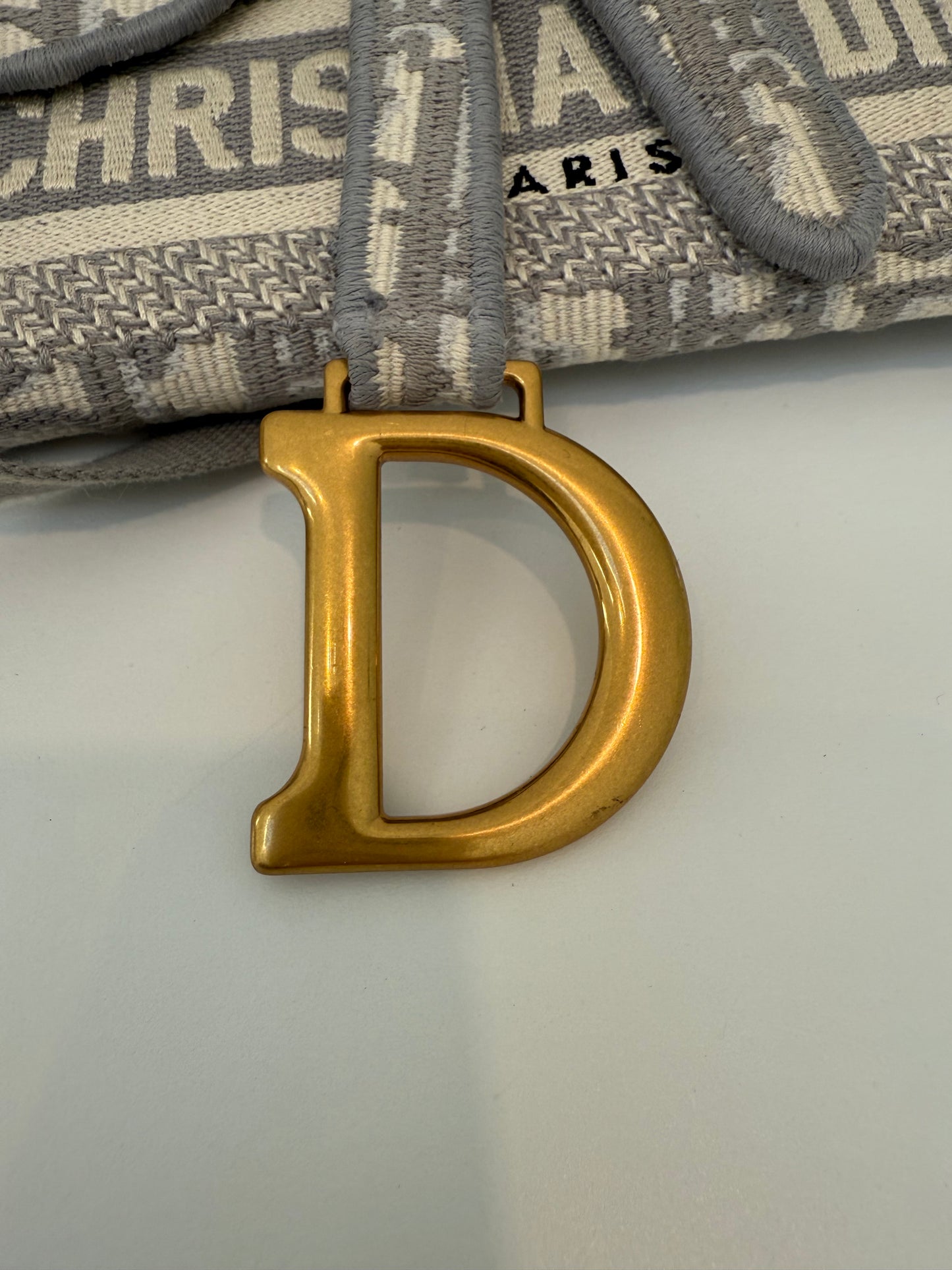 Grey CHRISTIAN DIOR  Oblique Slim Saddle Pouch Belt Shoulder Crossbody Bag