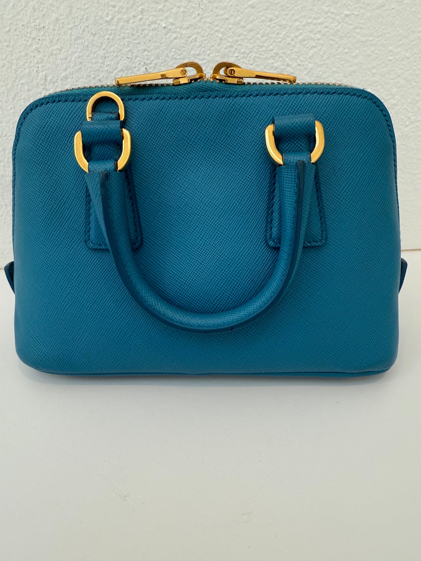 Prada Mini Baby Blue Galleria Saffiano Leather Shoulder Crossbody Satchel Bag