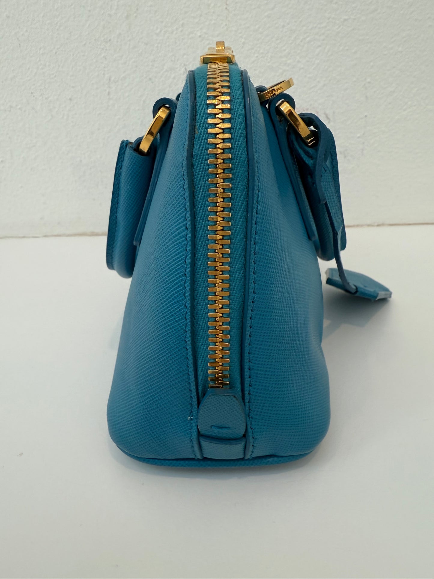 Prada Mini Baby Blue Galleria Saffiano Leather Shoulder Crossbody Satchel Bag