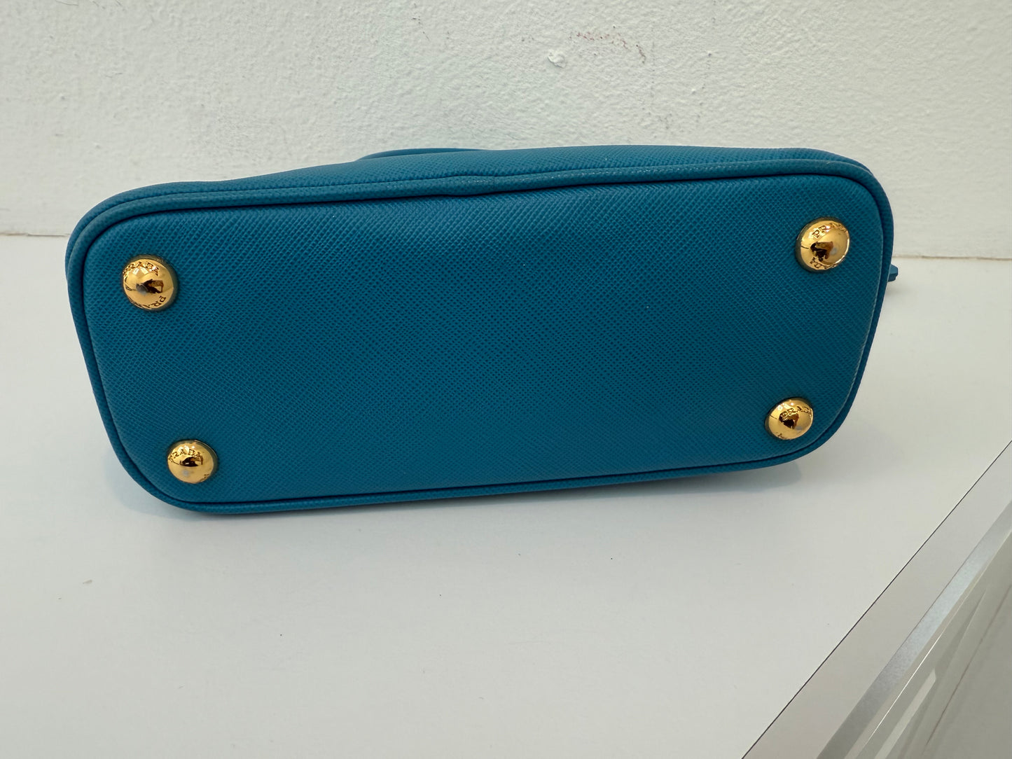 Prada Mini Baby Blue Galleria Saffiano Leather Shoulder Crossbody Satchel Bag