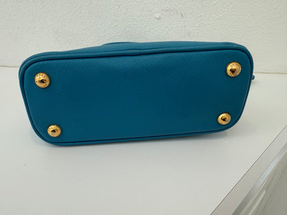 Prada Mini Baby Blue Galleria Saffiano Leather Shoulder Crossbody Satchel Bag