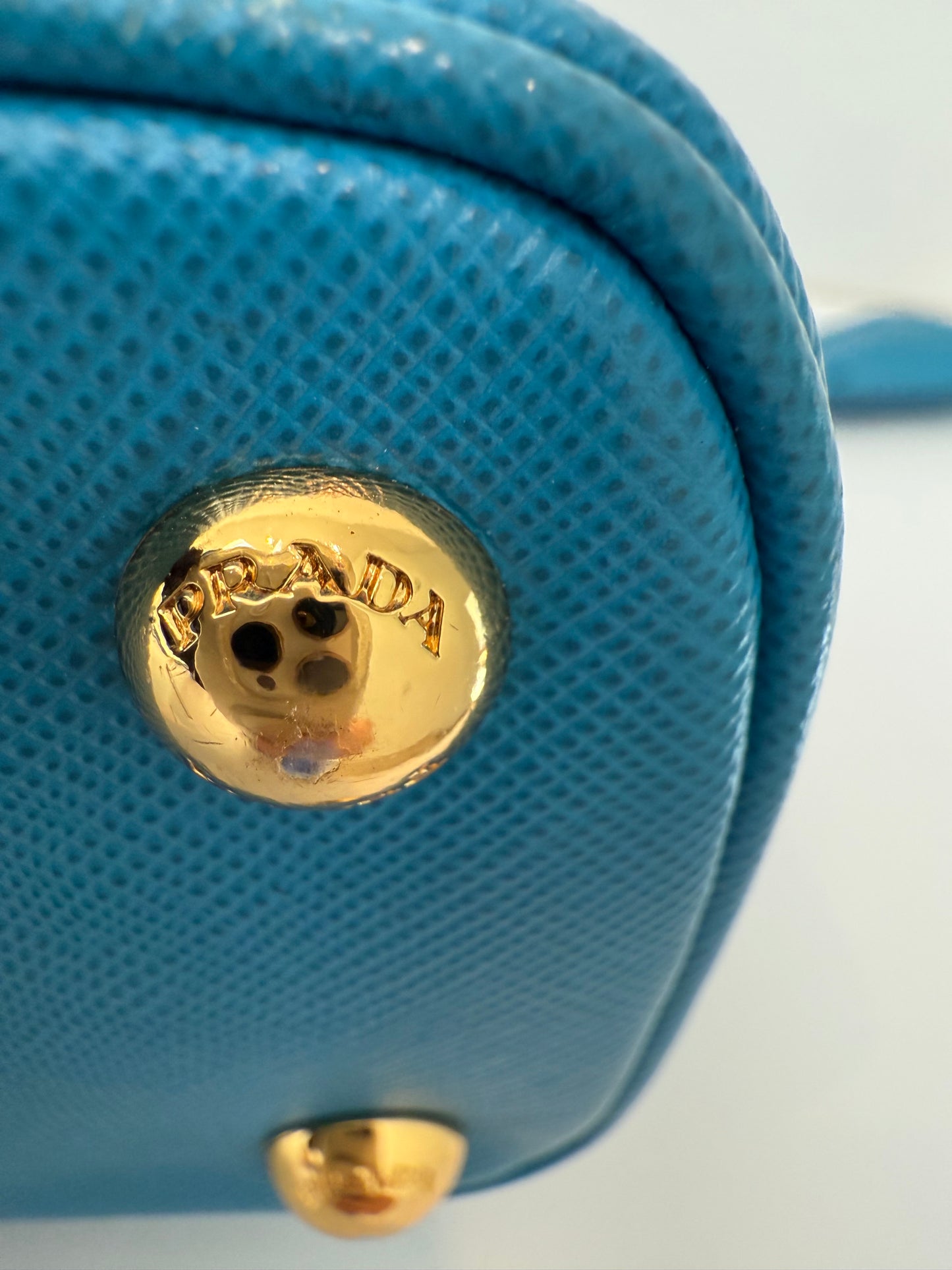 Prada Mini Baby Blue Galleria Saffiano Leather Shoulder Crossbody Satchel Bag