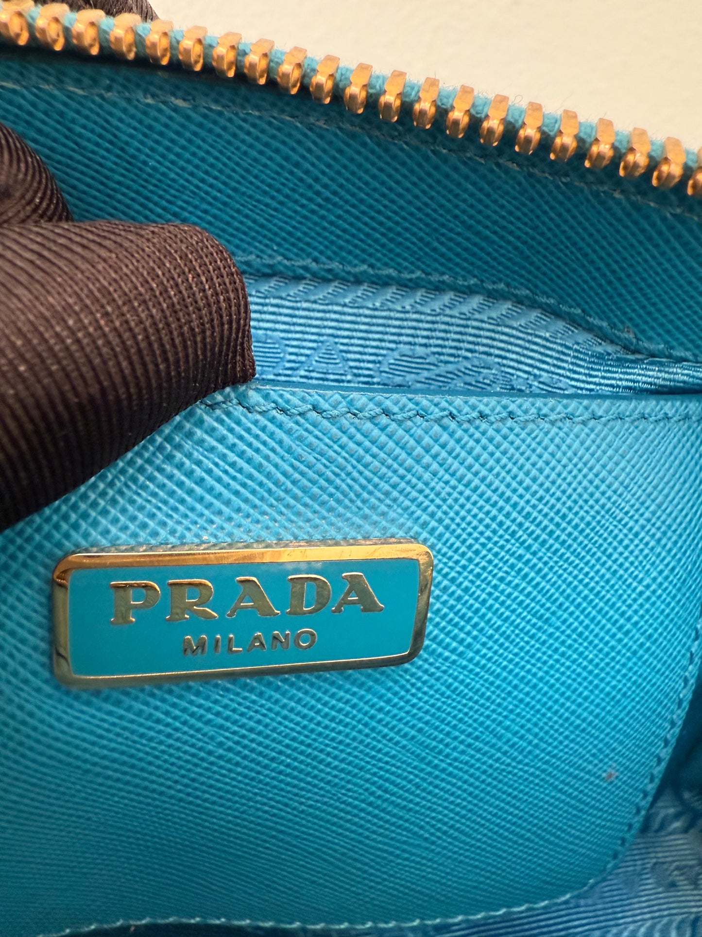 Prada Mini Baby Blue Galleria Saffiano Leather Shoulder Crossbody Satchel Bag