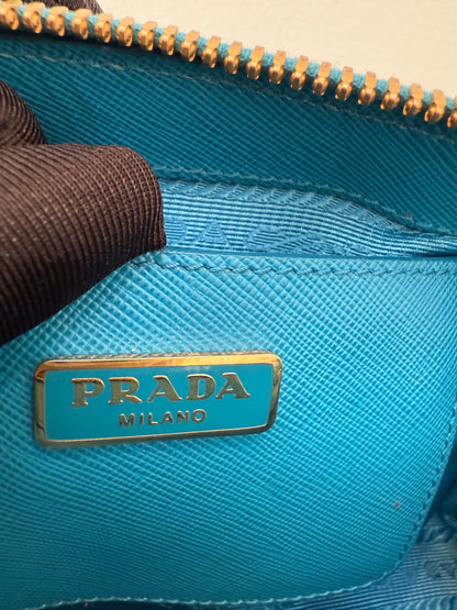 Prada Mini Baby Blue Galleria Saffiano Leather Shoulder Crossbody Satchel Bag