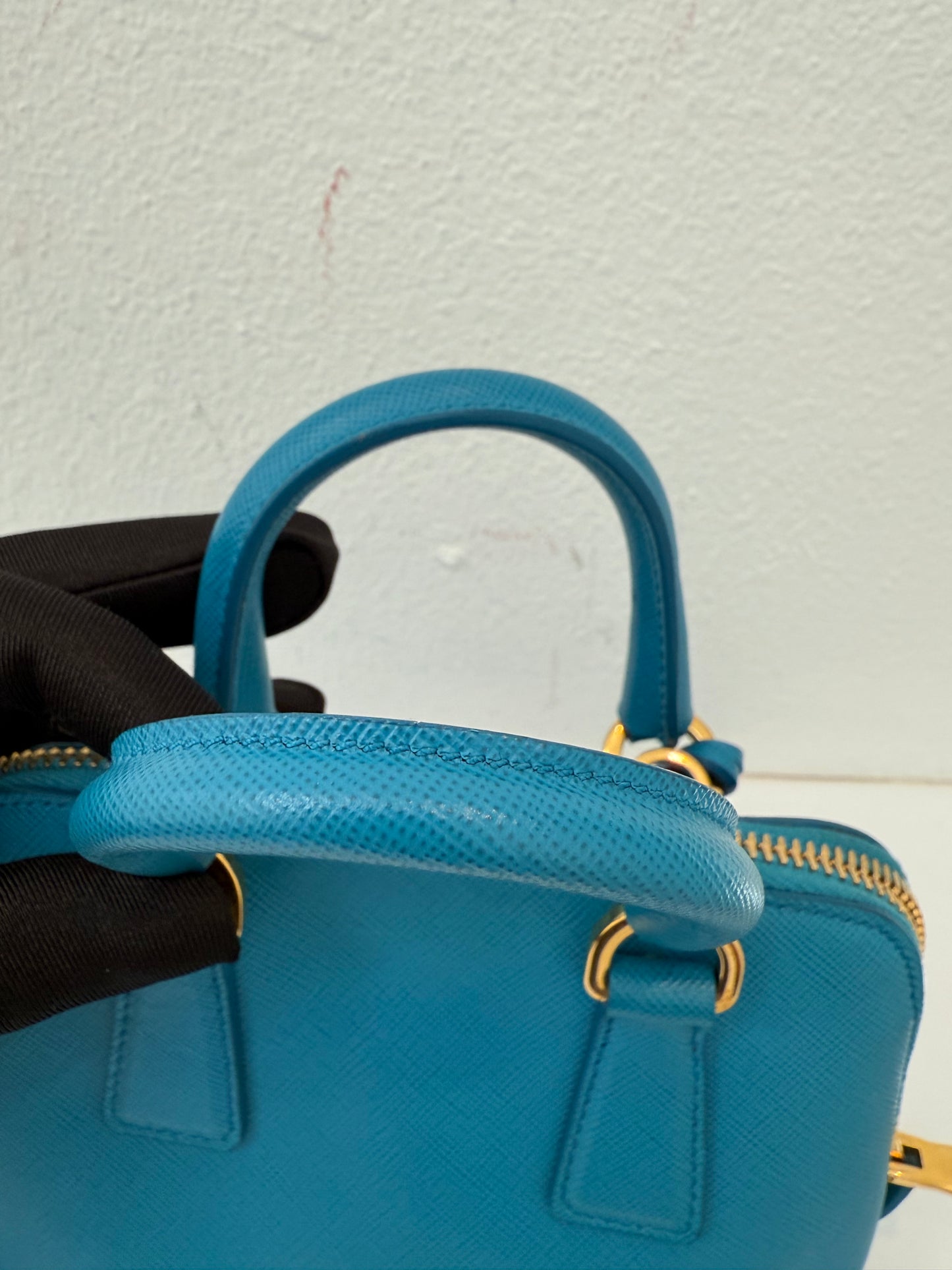 Prada Mini Baby Blue Galleria Saffiano Leather Shoulder Crossbody Satchel Bag