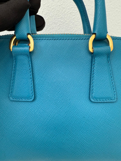 Prada Mini Baby Blue Galleria Saffiano Leather Shoulder Crossbody Satchel Bag