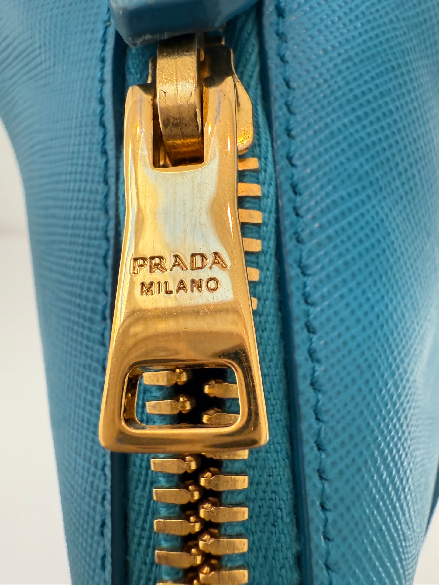 Prada Mini Baby Blue Galleria Saffiano Leather Shoulder Crossbody Satchel Bag