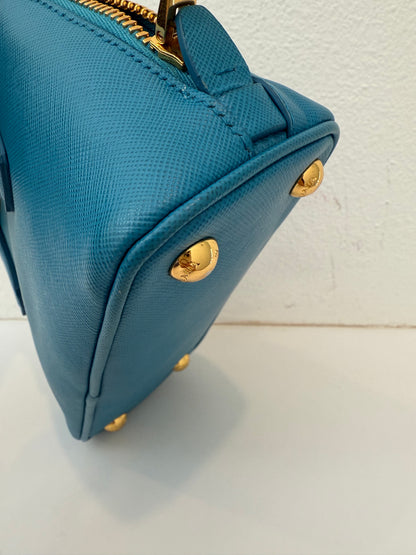 Prada Mini Baby Blue Galleria Saffiano Leather Shoulder Crossbody Satchel Bag