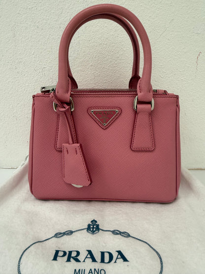 Prada Light Pink Mini Galleria Saffiano Leather Shoulder Crossbody Satchel Bag