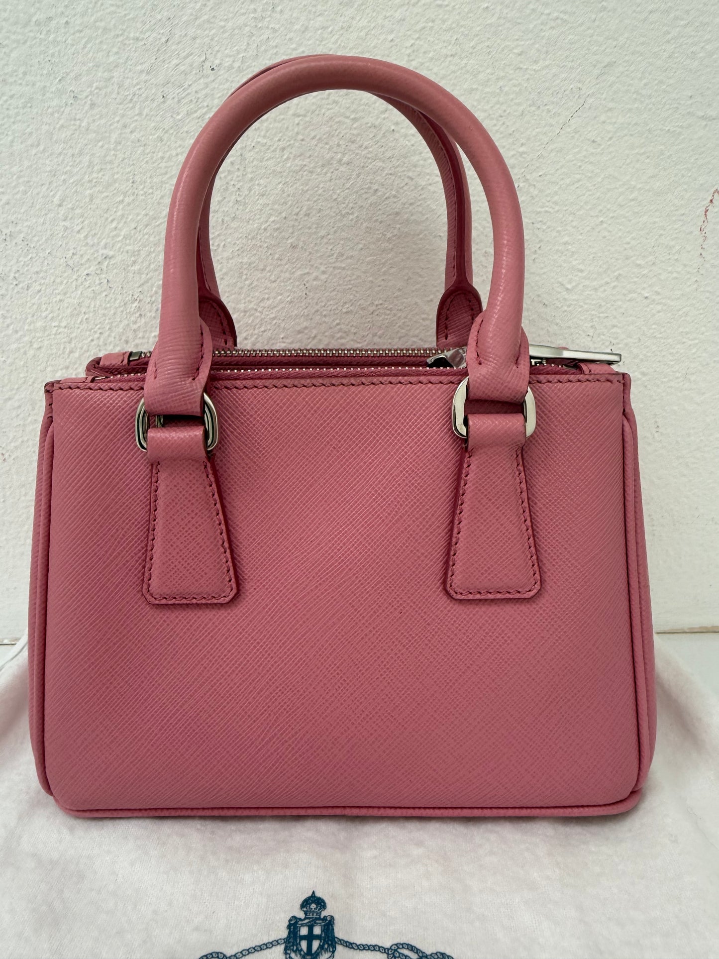 Prada Light Pink Mini Galleria Saffiano Leather Shoulder Crossbody Satchel Bag