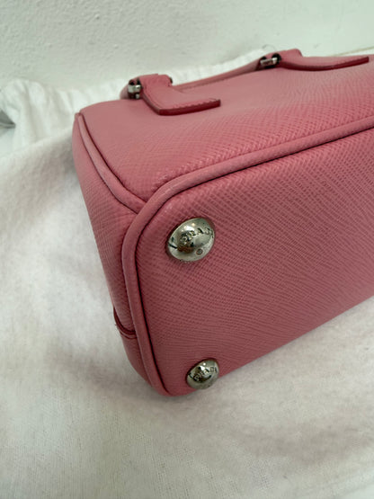 Prada Light Pink Mini Galleria Saffiano Leather Shoulder Crossbody Satchel Bag