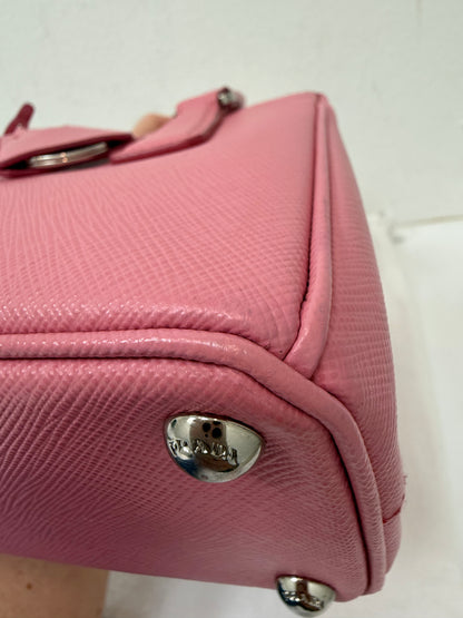 Prada Light Pink Mini Galleria Saffiano Leather Shoulder Crossbody Satchel Bag