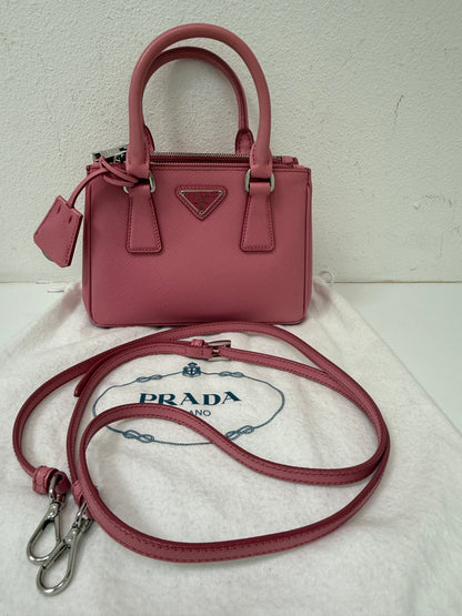 Prada Light Pink Mini Galleria Saffiano Leather Shoulder Crossbody Satchel Bag