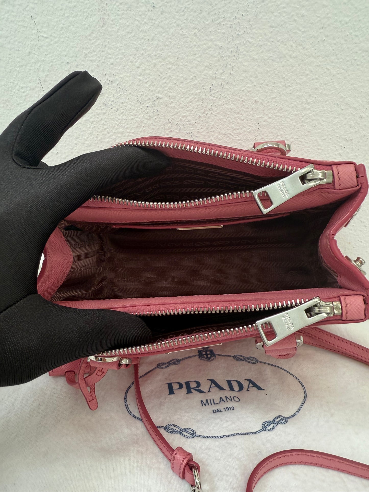 Prada Light Pink Mini Galleria Saffiano Leather Shoulder Crossbody Satchel Bag