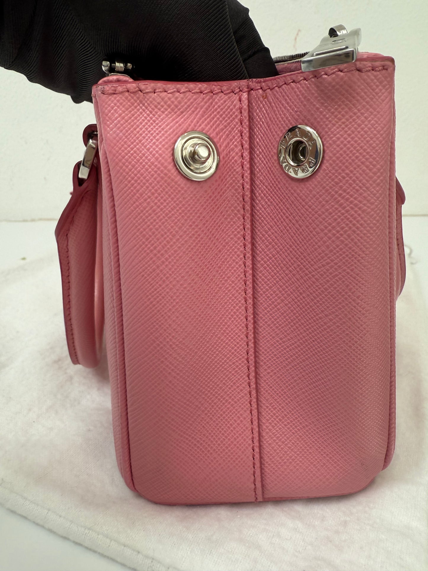 Prada Light Pink Mini Galleria Saffiano Leather Shoulder Crossbody Satchel Bag