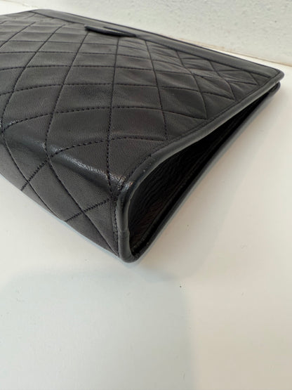 RARE Chanel Black Lambskin Vintage 24K Plated Golden Hardware Clutch Handbag