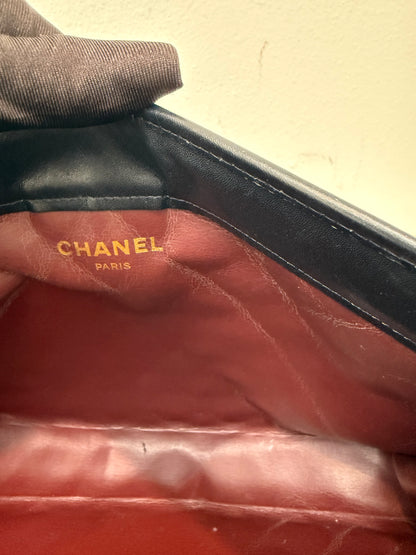 RARE Chanel Black Lambskin Vintage 24K Plated Golden Hardware Clutch Handbag