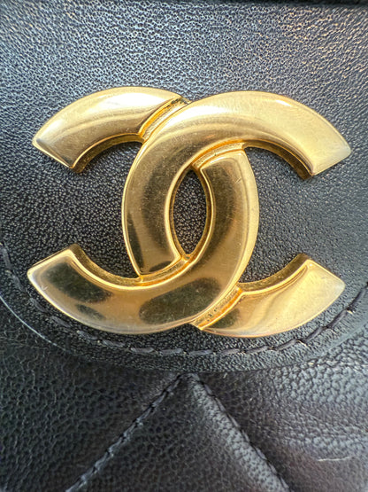 RARE Chanel Black Lambskin Vintage 24K Plated Golden Hardware Clutch Handbag