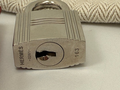 NEW HERMES Red Leather Clochette for Kelly or Birkin, Lock & 2 Keys Set with dust bag