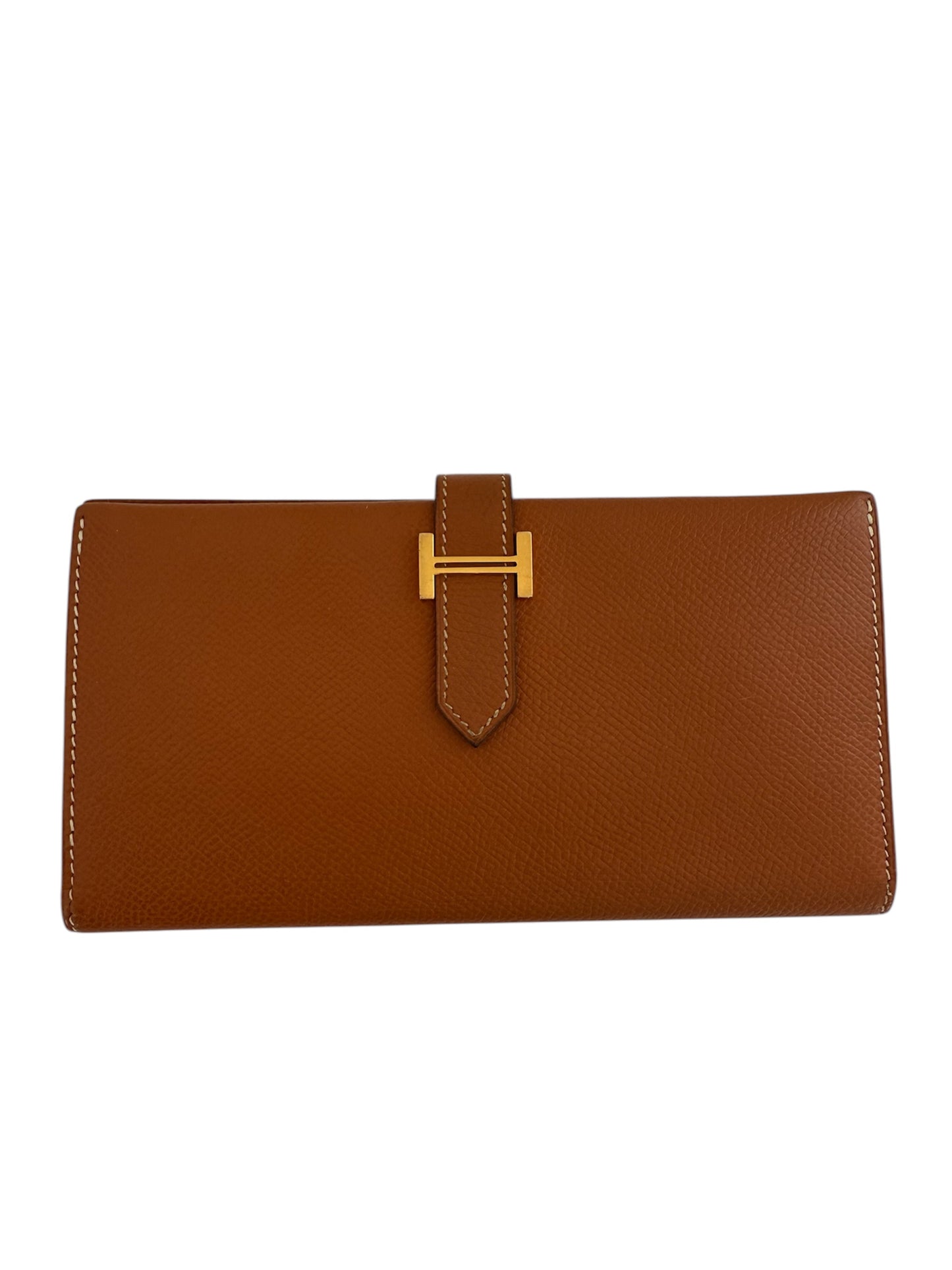 Hermes Bearn Souffle Wallet Gold Epsom Leather & Gold Hardware