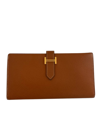 Hermes Bearn Souffle Wallet Gold Epsom Leather & Gold Hardware