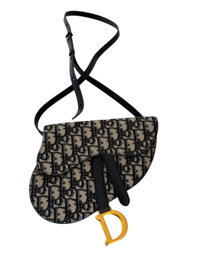 CHRISTIAN DIOR Oblique Blue Monogram Saddle Shoulder Crossbody Bag