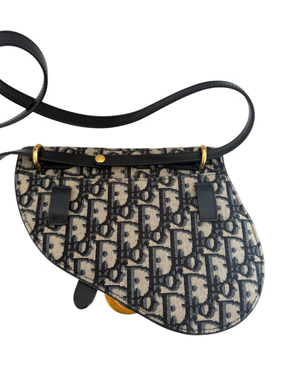 CHRISTIAN DIOR Oblique Blue Monogram Saddle Shoulder Crossbody Bag